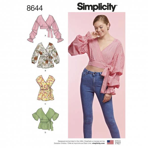 Simplicity Sewing Pattern 8644, Tops for Women, H5 (6-8-10-12-14) - Intermediate