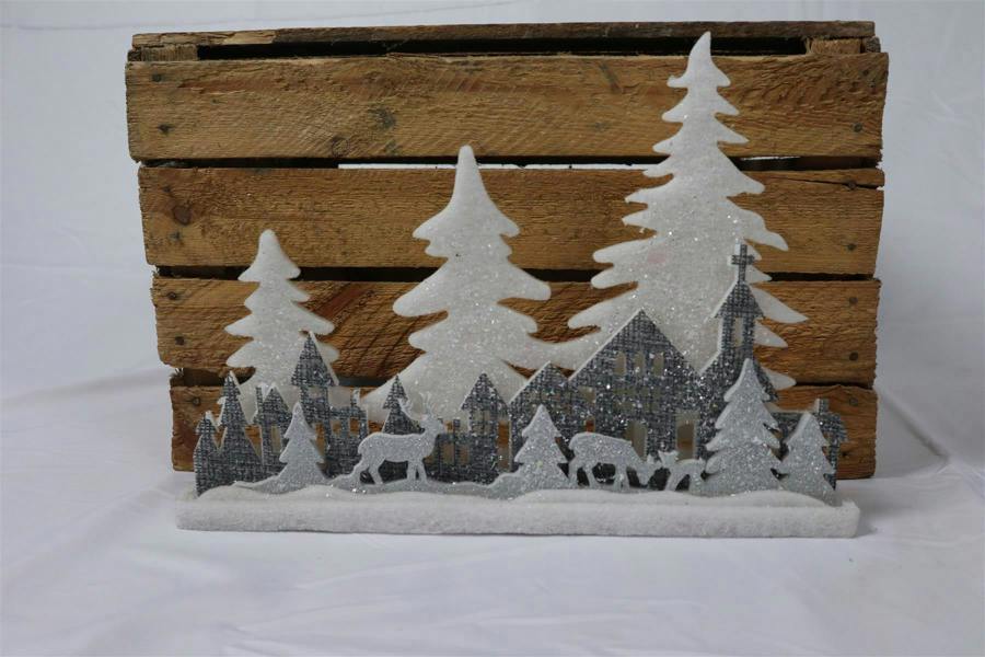 5cm Christmas Village Scene Winter Wonderland Table Decoration in Grey with Glitter Foam Finish image 6