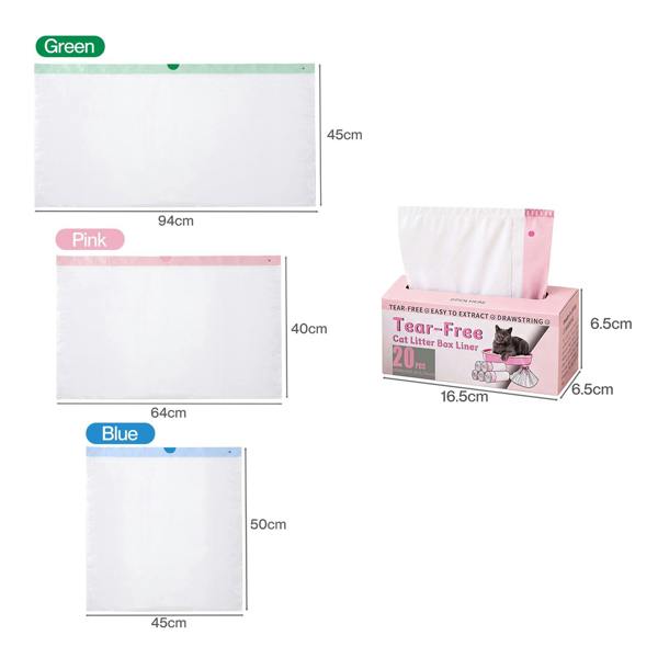 Skylos Cat Litter Bags Auto Scoop Bin Liners Heavy Duty Drawstring 30/40/120 Pack
