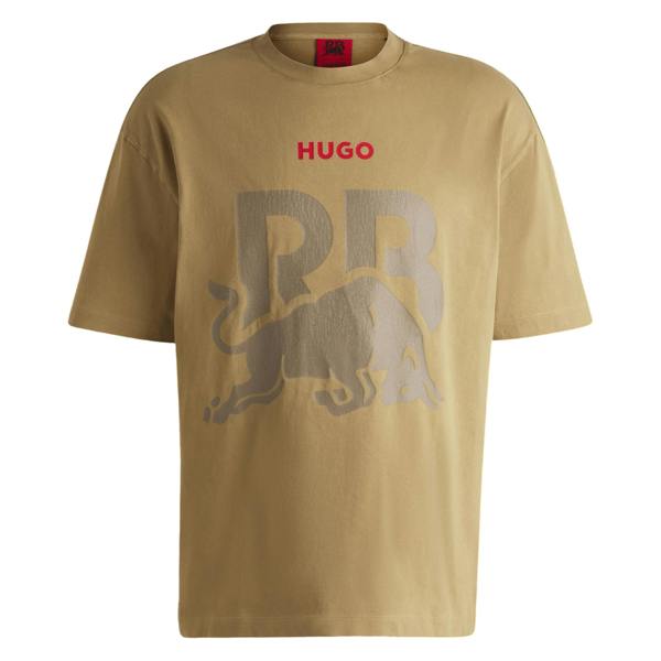 Hugo Unisex Adult RB F1 Racing Graphic Print Oversized T-Shirt - Medium Beige - 
