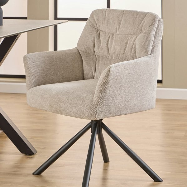 Furniture To Go Alonso Swivel Cream Dining Chair with Armrest Set of 2