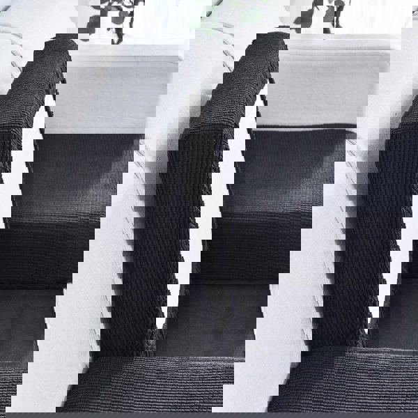 Anyhouz Anyseat Sofa Cover Black Polyester Thick Stretchable Cushion For Living Room 1Pc Enlarge Size 160-185cmx85-105cm