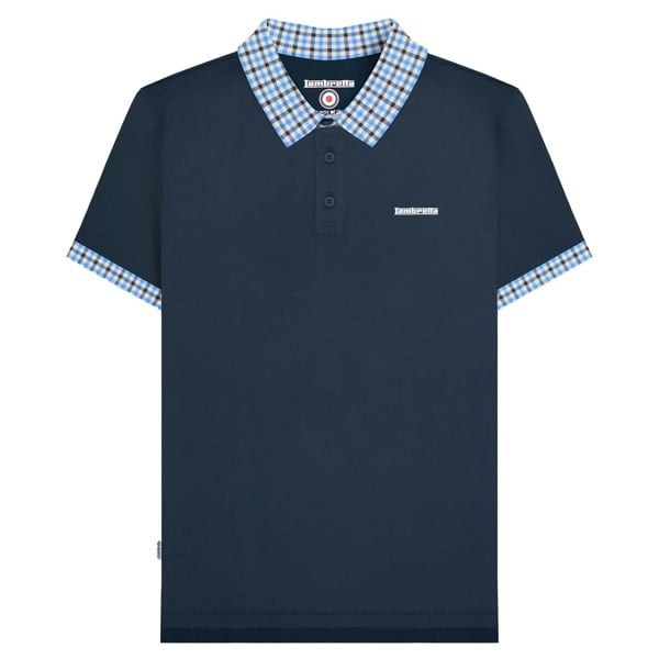 Lambretta Mens SS25 Gingham Polo Shirt - Navy