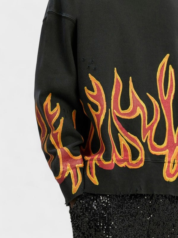 Palm Angels Gd Graffiti Flames Crewneck Black