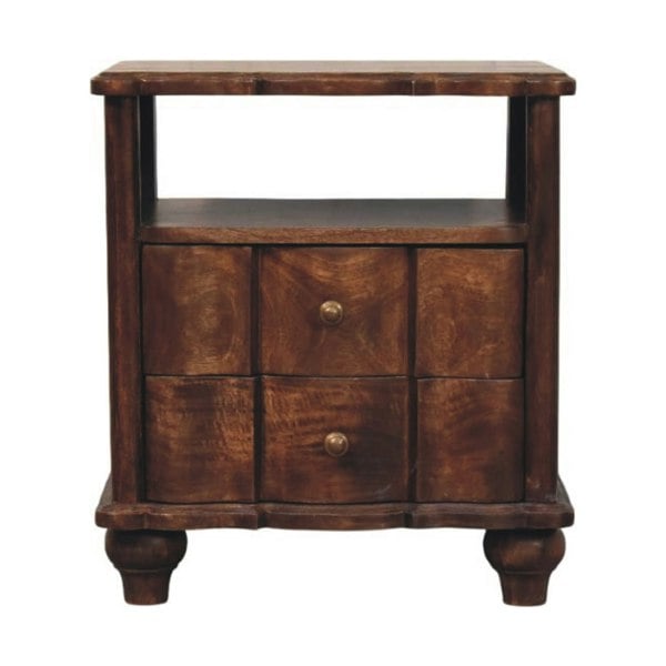 Artisan Furniture Solid Wood 2-Drawer Bedside with Open Shelf