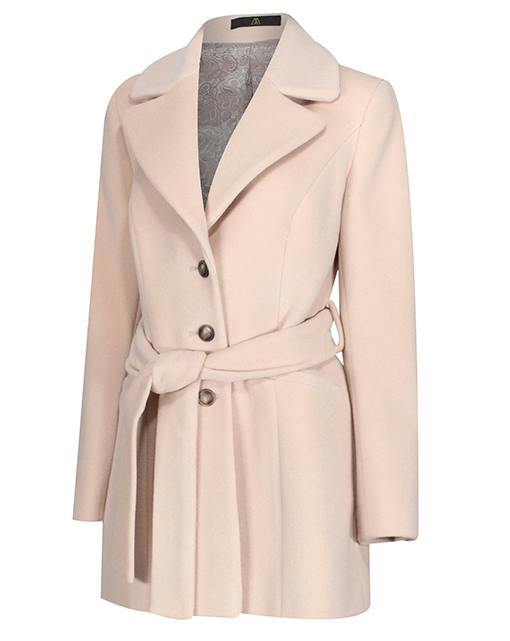 Myles Anthony Oatmeal Wool & Cashmere Coat With Tie Belt