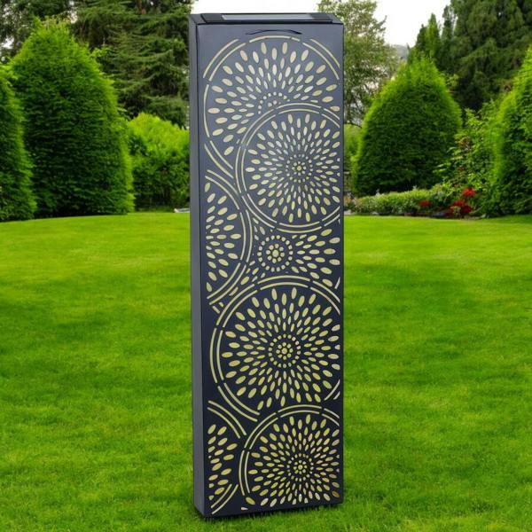 EDH Door Hardware Moroccan Solar Wall Panel – 60 x 20 x 5 CM | Solar-Powered Outdoor Wall Art | Weatherproof Metal Garden Decor with Soft LED Glow