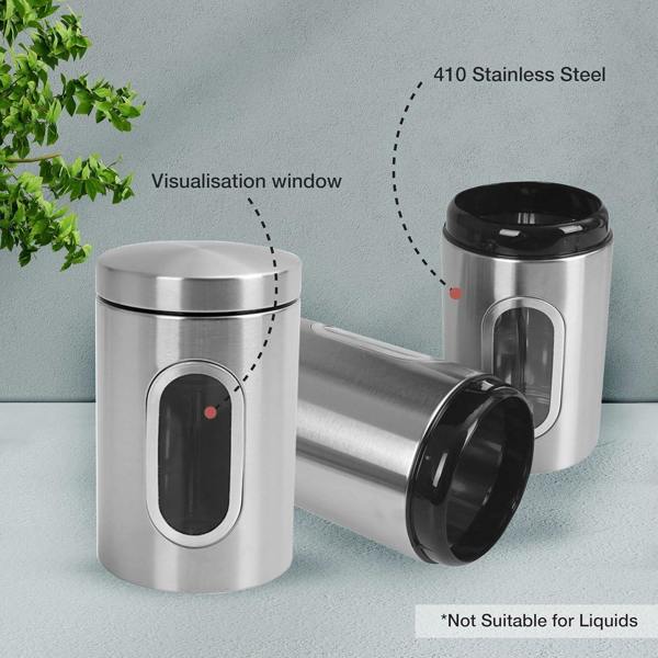 Top 3 3 Piece Kitchen Canister Set Coffee Tea Sugar Caddy Silver