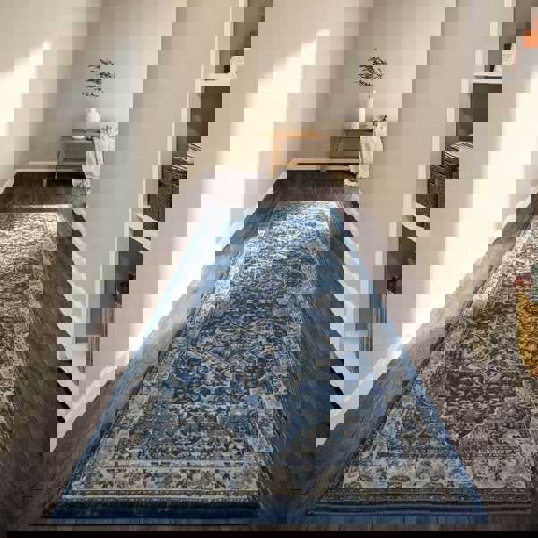 The Rugs Short-Pile Classic Medallion Blue Rug - Luxurious