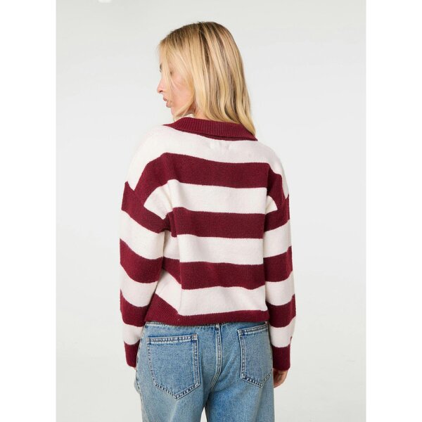 Pink Vanilla Stripe Open Collar Rugby Jumper