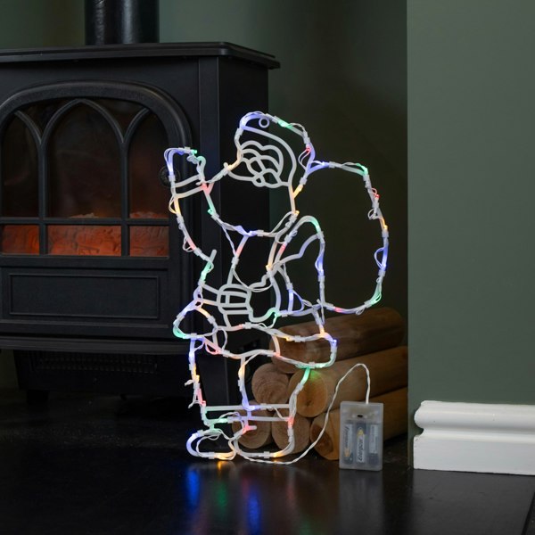 Samuel Alexander 44cm Battery Powered Light up Hanging Christmas Santa with Multi-Coloured  Multi-Action LEDs
