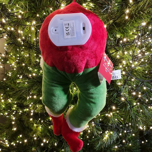 Samuel Alexander 32cm Door Hanging Laughing Elf Animated Indoor Christmas Decoration