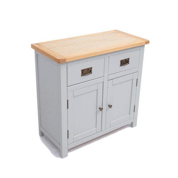 Cabinet Bits Argenta Light Grey 2 Drawer 2 Door Sideboard Brass Drop Handle