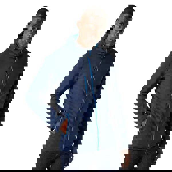 Regatta Mens Navigate Double Layered Hooded Soft Shell Jacket - Navy/French Blue - 