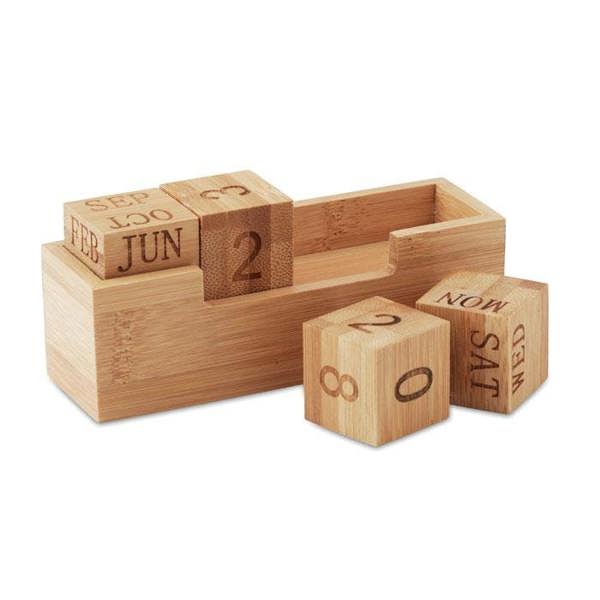 MidOcean Karenda Bamboo Desktop Calendar - Wood - 