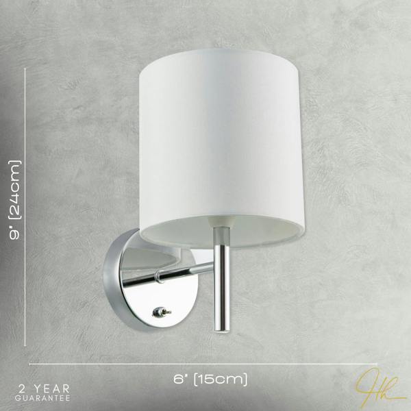 Contemporary Bedside Wall Lamp in Chrome with Toggle Switch and Shade Image 7