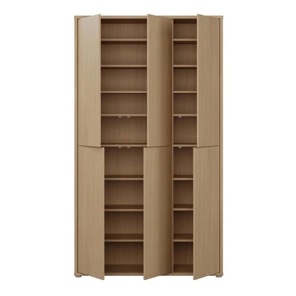 Furniture To Go Alice Springs Tall Shoe Cabinet with 6 Doors Push-to-Open in Elegancia Oak