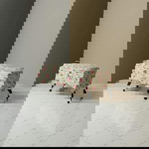 Multi-purpose ottoman coffee table in iLiv Patola Fabric Carmine fabric