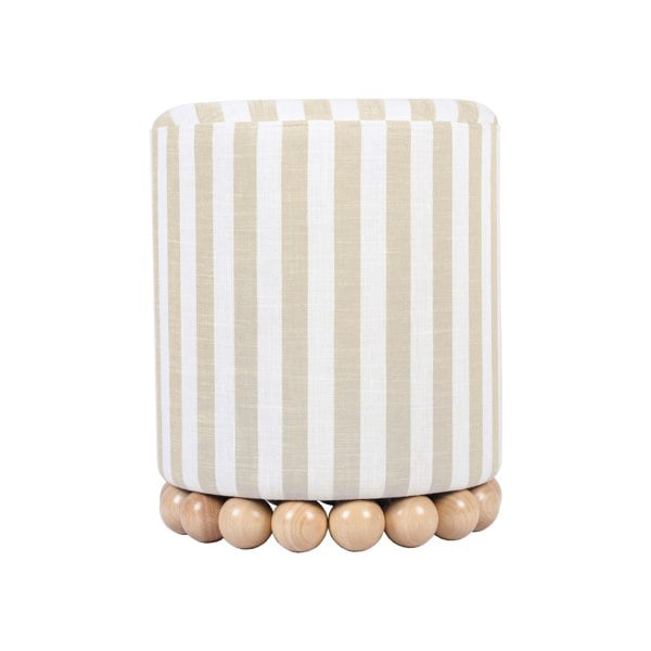 Furniture Edit Dex Beige Striped Linen Ottoman Footstool