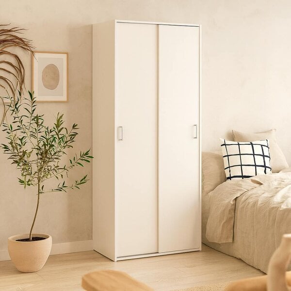 Wyld Haus Munich White Wooden Sliding Door Wardrobe 2 Doors 3 Shelves