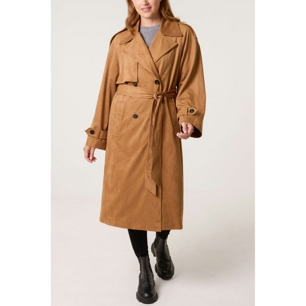 Blue Vanilla Suedette Trench Coat