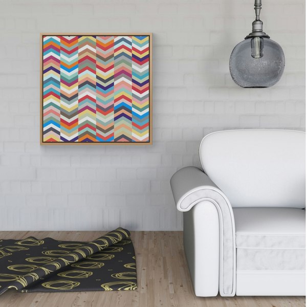 Warren Reed Geometric Multi Colored Chevron Pattern Framed Canvas