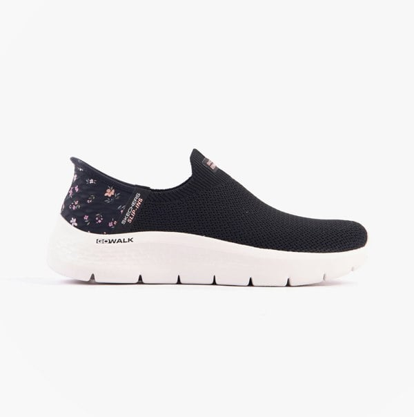 Skechers GO WALK FLEX - SUNSET ROSE Womens Trainers Black/Pink