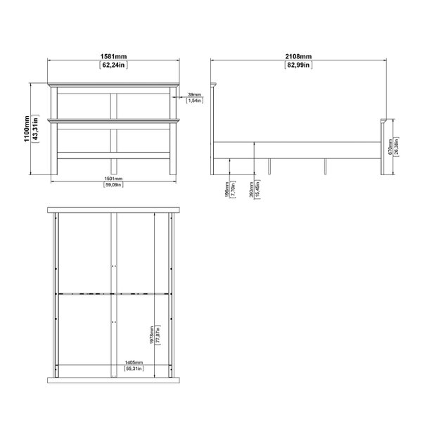 Wyld Haus Osaka Double Bed Frame 4ft6 Farmhouse White Wood