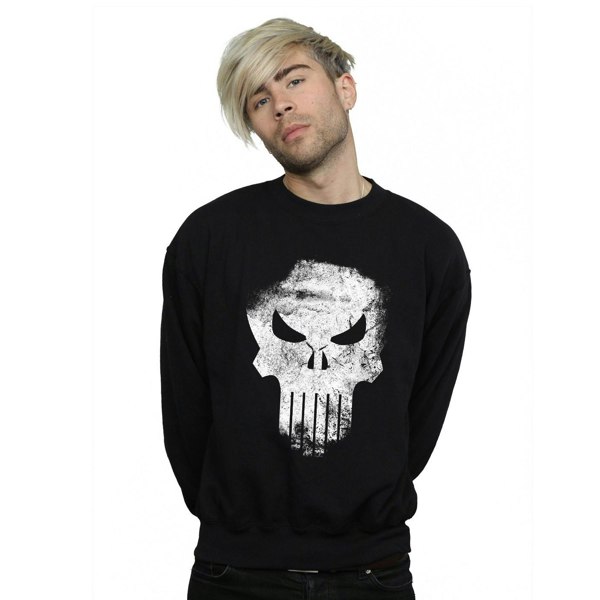 Marvel Mens The Punisher Distrressed Skull Sweatshirt - Black