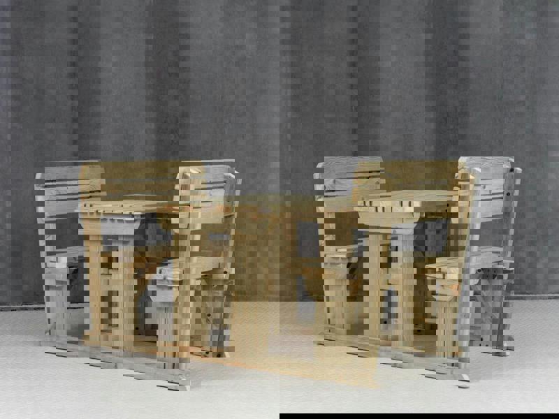 Alders Rounded Picnic Table and Benches Set with Backrest – Wooden Outdoor Dining Set for Gardens and Patios