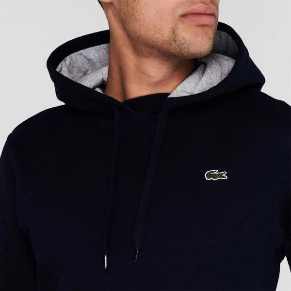 Lacoste Mens Fleece Pull Over Sport Hoodie - Navy - 