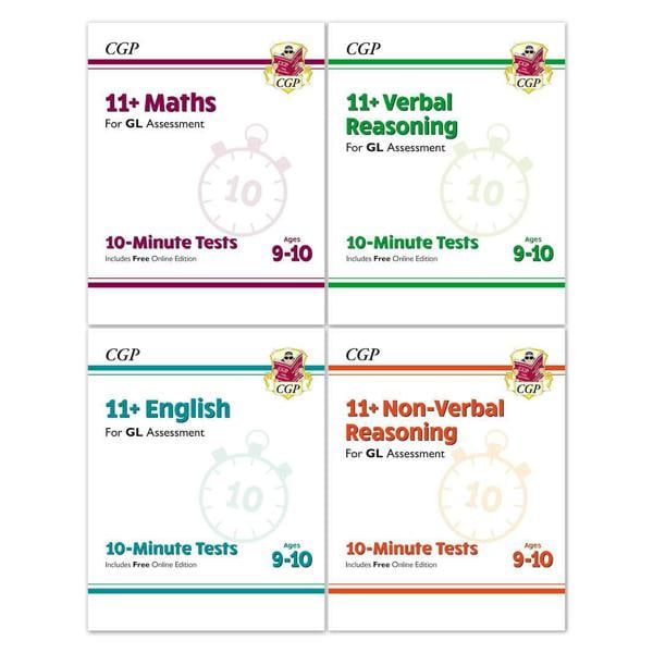 CGP 11+ GL 10-Minute Tests Bundle – Ages 9-10 (Maths, English, Verbal Reasoning, Non-Verbal Reasoning)