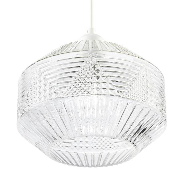 Designer Multi-Faceted Hexagonal Drum Clear Glass Pendant Light Shade Image 5