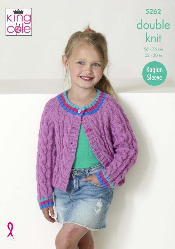 King Cole Big Value DK Knitting Pattern 5262, Cardigans for Kids, 22 - 30 Inches