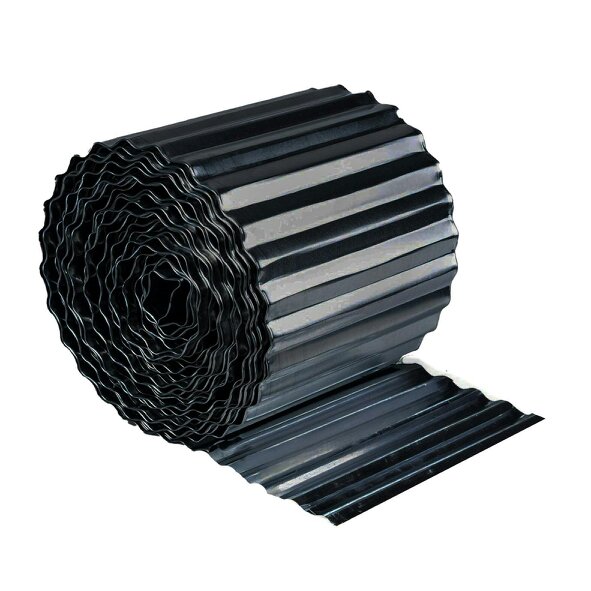 Nicoman Corrugated Metal Garden Border Roll – 5m / 6m / 12m Long Rolls - Black
