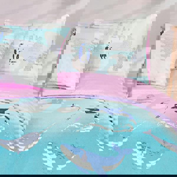 Smart Living Fun & Cosy Kids' Duvet Cover with Pillowcase & Fitted Sheet - Complete Set -Arctic Animals