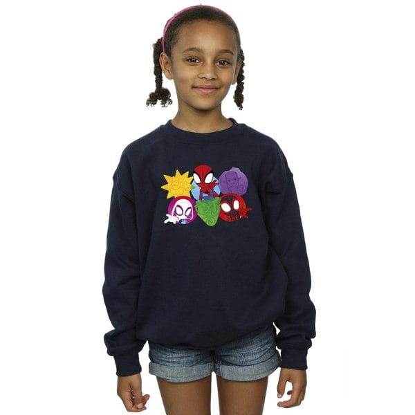 Marvel Girls Spidey And His Amazing Friends Faces Sweatshirt - Navy Blue