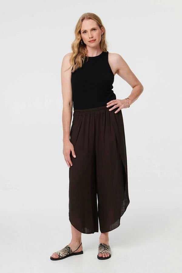 Brown | Layered High Waist Relaxed Wide Trousers