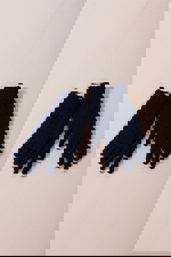 SVNX Touch Screen Cable Knit Gloves In Navy