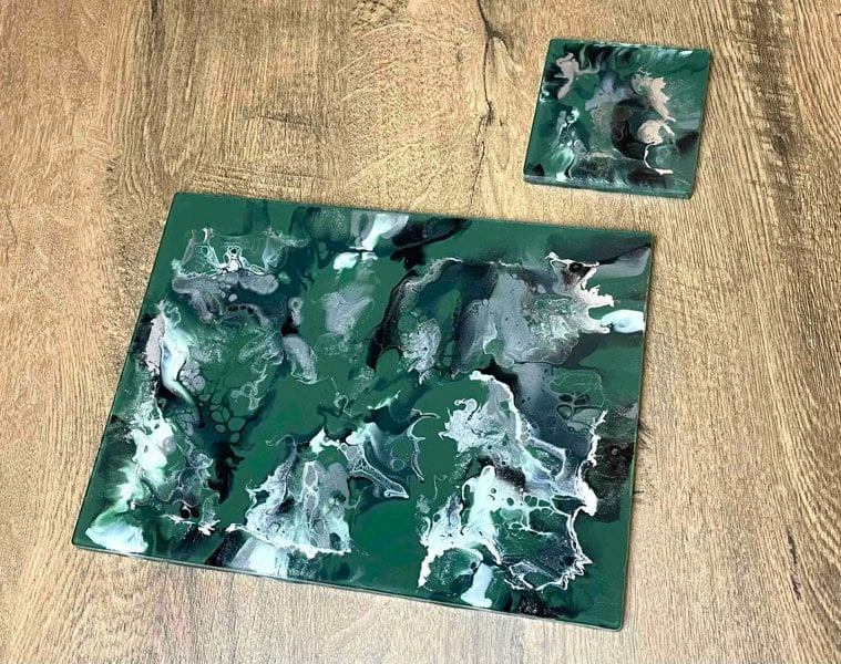 Olive Green Placemats and Coasters Set - Heatproof and Scratch Resistant Table Mats - Earthy green - muted green - khaki - camouflage green - moss green - army green - nature inspired green