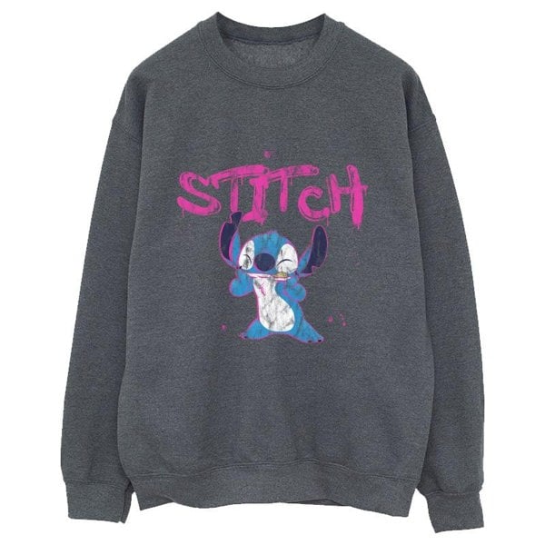 Disney Girls Lilo And Stitch Graffiti Sweatshirt - Dark Grey Heather