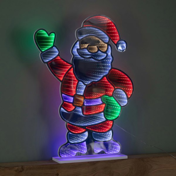 Samuel Alexander 59cm Light up Waving Santa Infinity Christmas Decoration with Multi-Coloured LEDs
