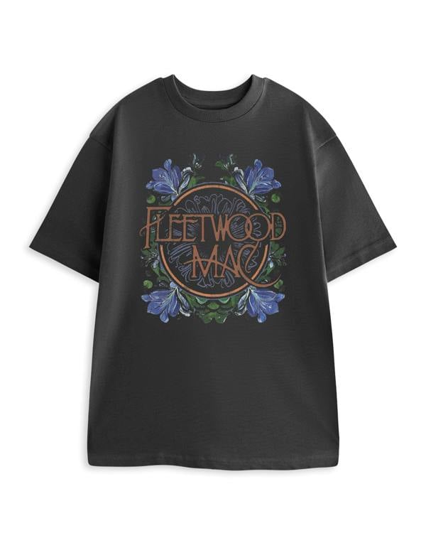 Fleetwood Mac Mens Black Flowers Short Sleeved T-Shirt