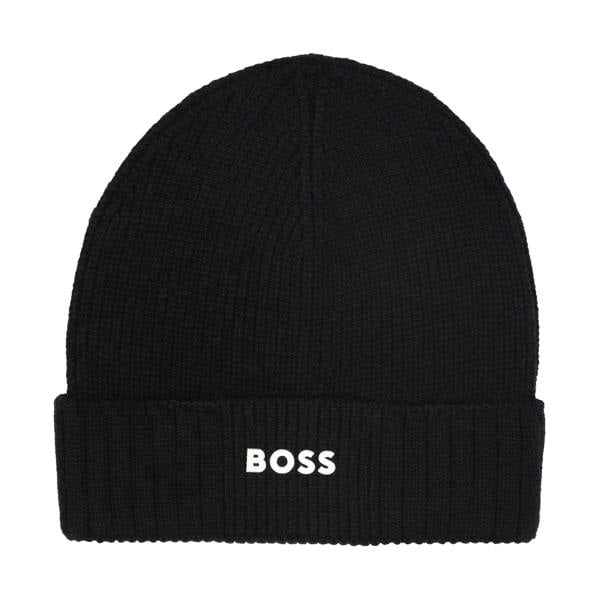 Boss Childrens/Kids Logo Ribbed Casual Beanie - Black - 