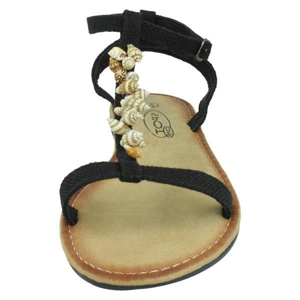 Spot On Ladies Spot On Shell T-Bar Sandals F00360