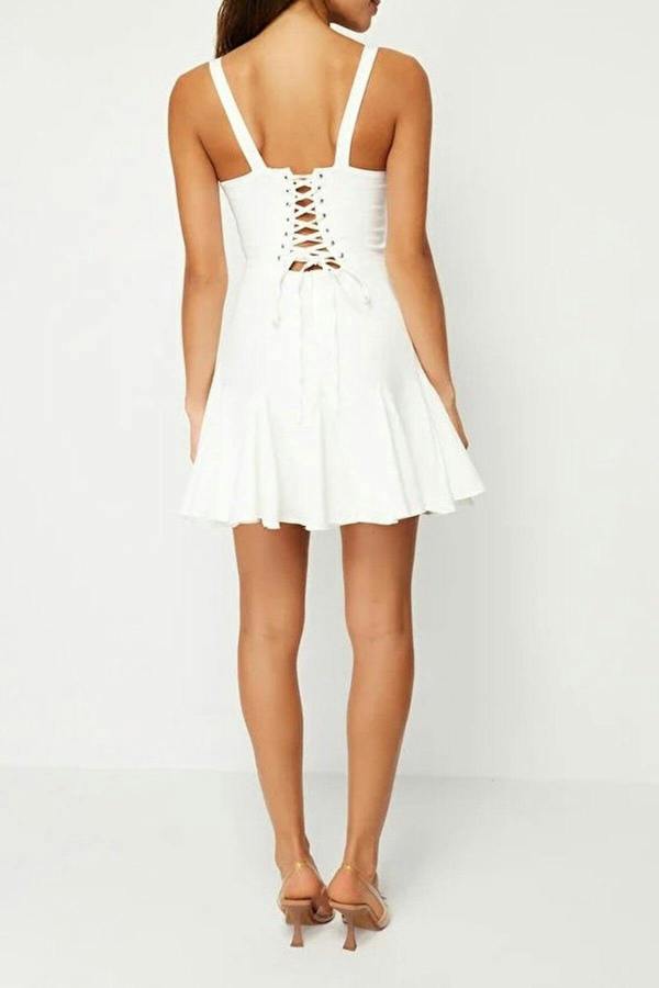 WOVCOR A-Line Lined Short Dress with Corset Detail