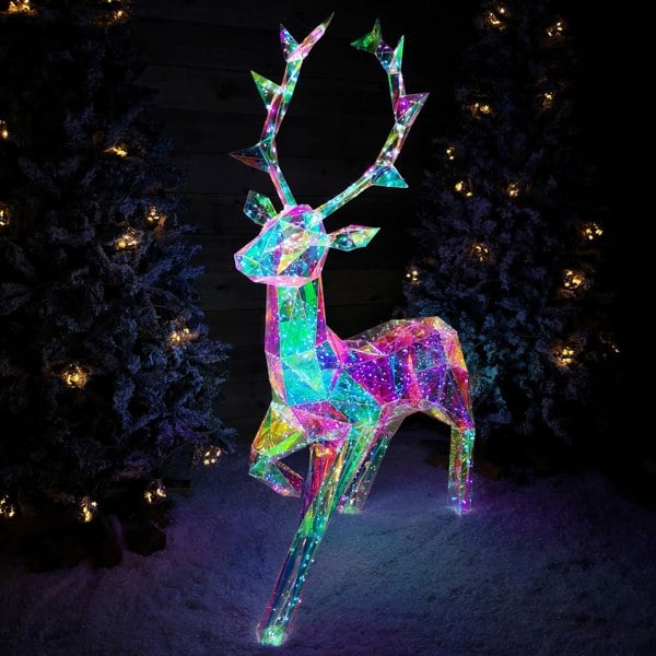 Samuel Alexander 1.4m Light up Standing Dreamlights Iridescent Christmas Stag with 600 White LEDs
