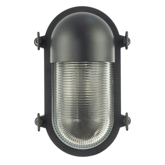 Happy Homewares Stylish Industrial Bulkhead Outdoor Wall Light Fitting in Matte Black