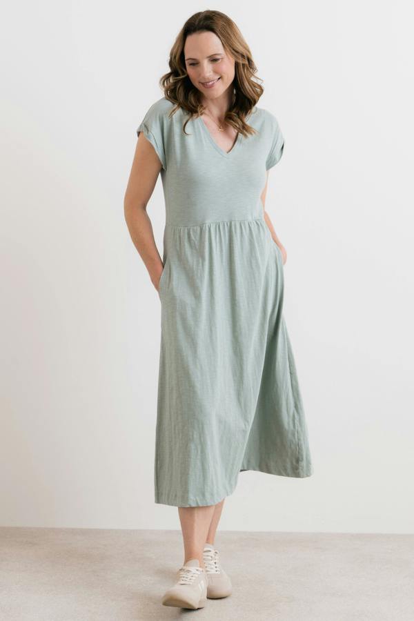 Lily & Me Shine Organic Cotton Jersey Dress Silver Sage