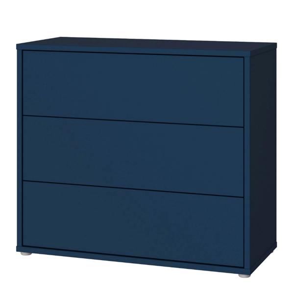 Alice Springs 3 Drawer Chest with Push-to-Open Drawers in Night Blue and White